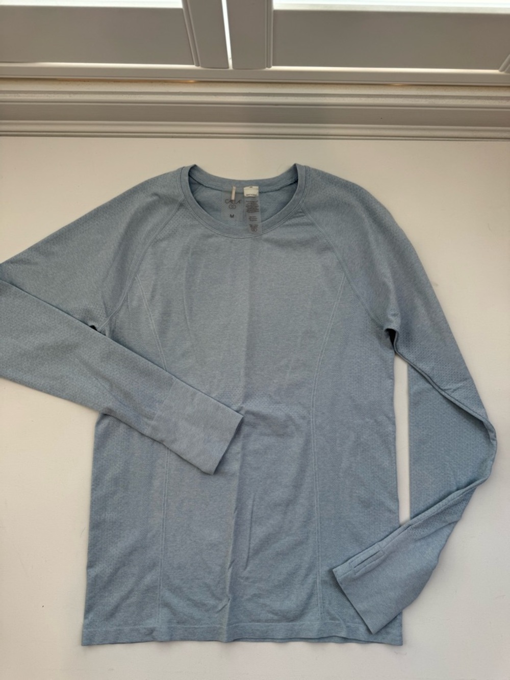 Calia Women’s Long Sleeve Athletic Top Size M Blue Seamless Workout Athleisure